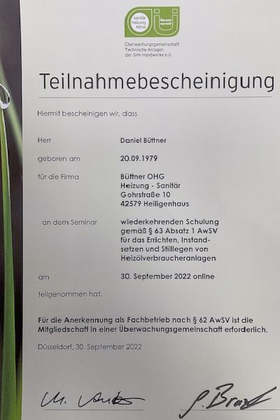 Büttner - Zertifikate Heiligenhaus 5